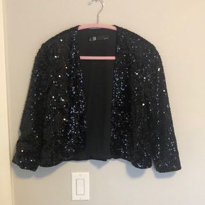 Leslie Fay sparkle sequin half cardigan 🖤🤍✨